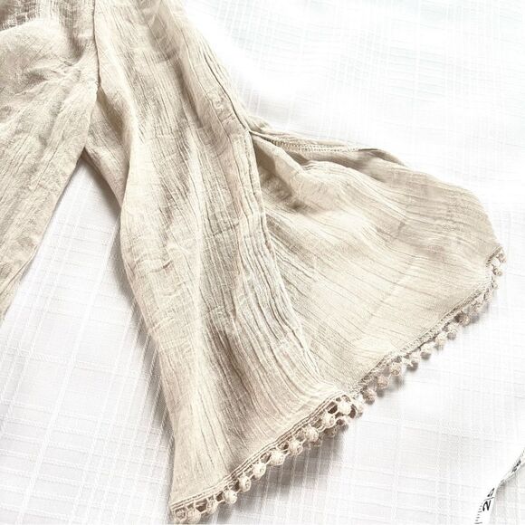 Unique Spectrum Boho Lightweight Crocheted Fringe 3/4 Sleeve Blouse - Picture 10 of 12